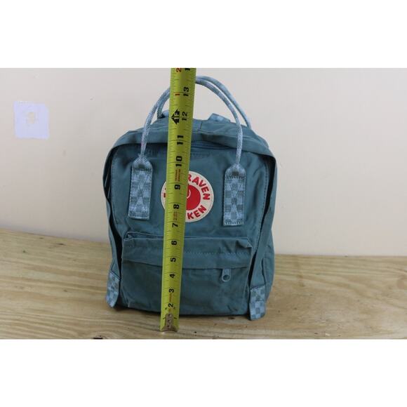 Fjallraven Backpack Kånken Mini Green Double Handle Check Print Handles Straps